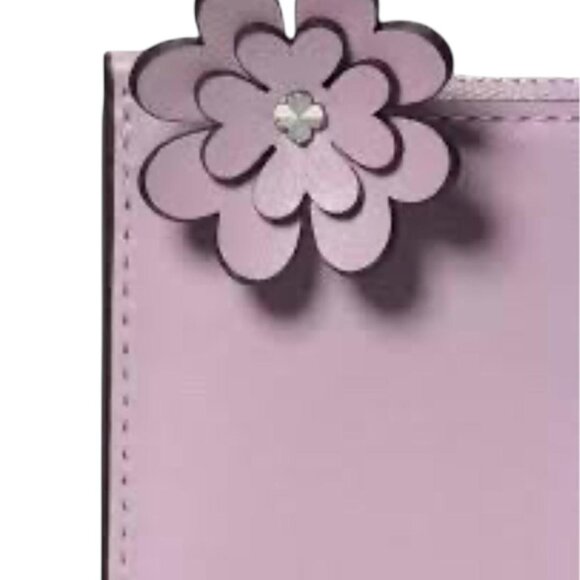NWOT - Kate Spade Devin Smooth Small Bifold Flower Card Wallet ~ Market Purple - Picture 3 of 3